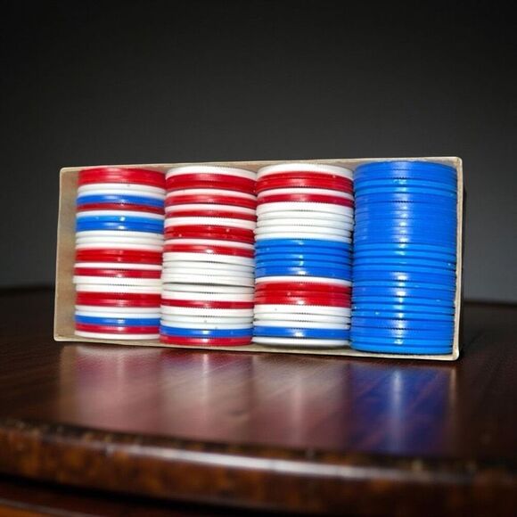 Vintage 1960s TAG Transco Adult Games Tilt Edge Poker Chips Original Box - Picture 2 of 5